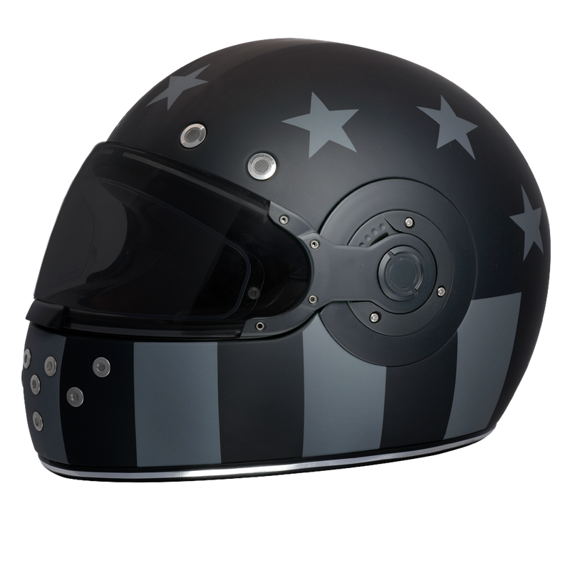 Load image into Gallery viewer, DOT Daytona Retro Full Face Motorcycle Helmet: Vintage Style for Men, Women, &amp; Youth - W/ Captain America Stealth
