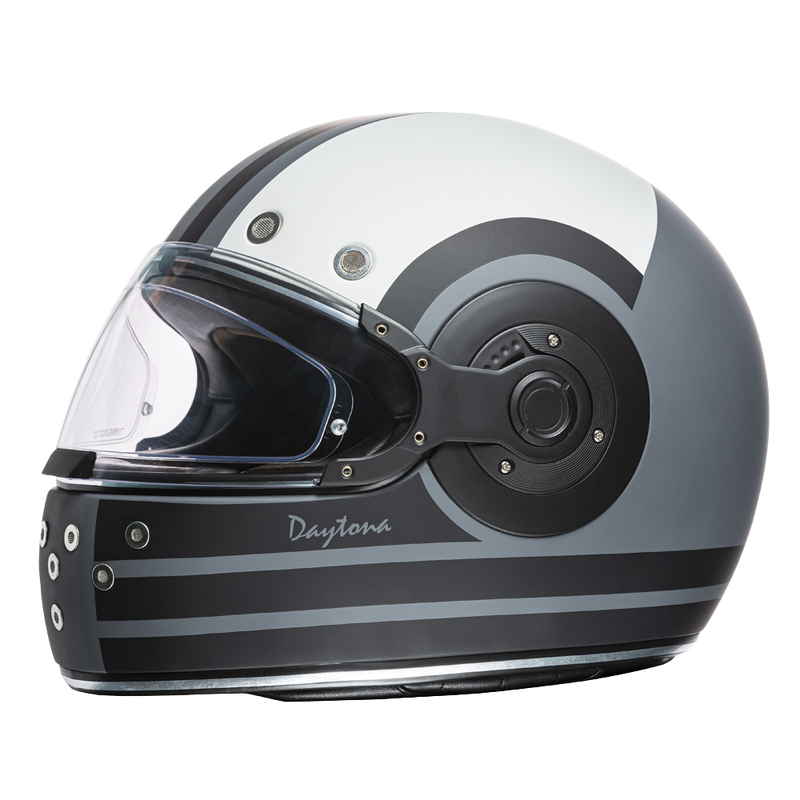 Load image into Gallery viewer, DOT Daytona Retro Full Face Motorcycle Helmet: Vintage Style for Men, Women, &amp; Youth - W/ Racer
