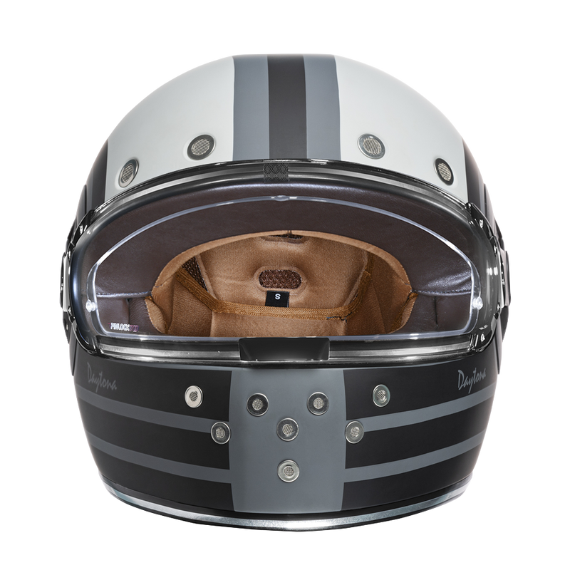 Load image into Gallery viewer, DOT Daytona Retro Full Face Motorcycle Helmet: Vintage Style for Men, Women, & Youth - W/ Racer
