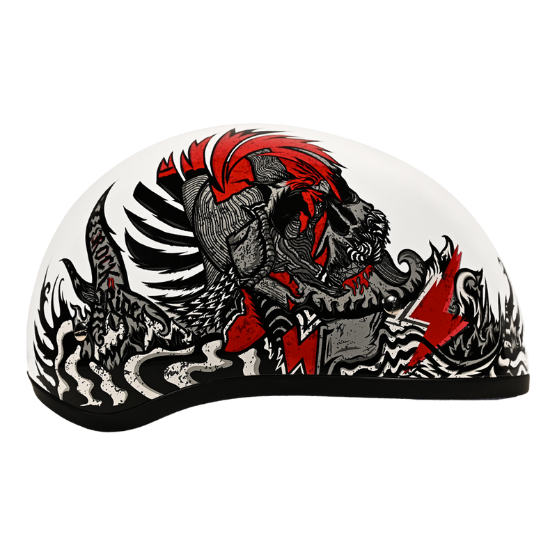 Load image into Gallery viewer, DOT Approved Daytona Motorcycle Half Face Helmet - Skull Cap Graphics for Men & Women, Scooters, ATVs, UTVs & Choppers - W/ Rockin' Reaper