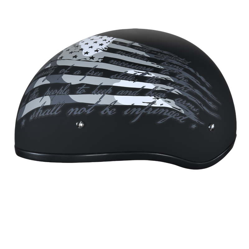 Load image into Gallery viewer, DOT Approved Daytona Motorcycle Half Face Helmet - Skull Cap Graphics for Men &amp; Women, Scooters, ATVs, UTVs &amp; Choppers - W/ 2nd Amendment
