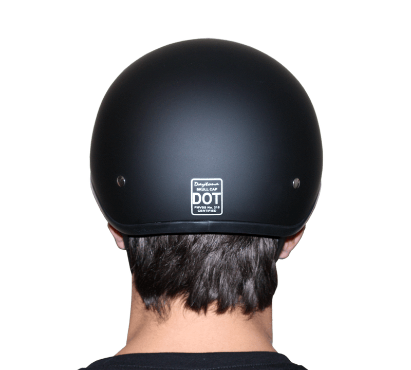 Load image into Gallery viewer, DOT Approved Daytona Skull Cap Half Shell Motorcycle Helmet - Beanie Style for Motorcycles, Cruisers, Scooters, and Mopeds - Dull Black