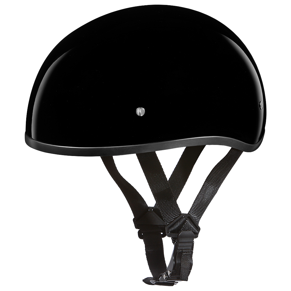 dot flat black motorcycle skull cap half helmet Daytona Skull Cap Helmet W/O Visor Hi-Gloss Black for XS