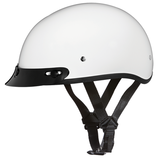 DOT Approved Daytona Skull Cap Half Shell Motorcycle Helmet - Beanie Style for Motorcycles, Cruisers, Scooters, and Mopeds - Hi-Gloss White