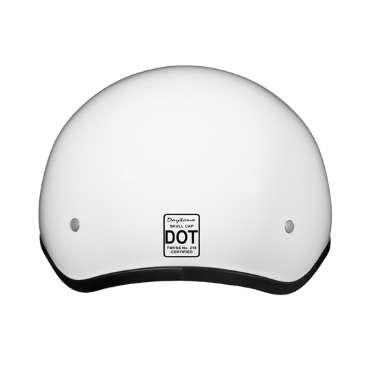 DOT Approved Daytona Skull Cap Half Shell Motorcycle Helmet - Beanie Style for Motorcycles, Cruisers, Scooters, and Mopeds - Hi-Gloss White