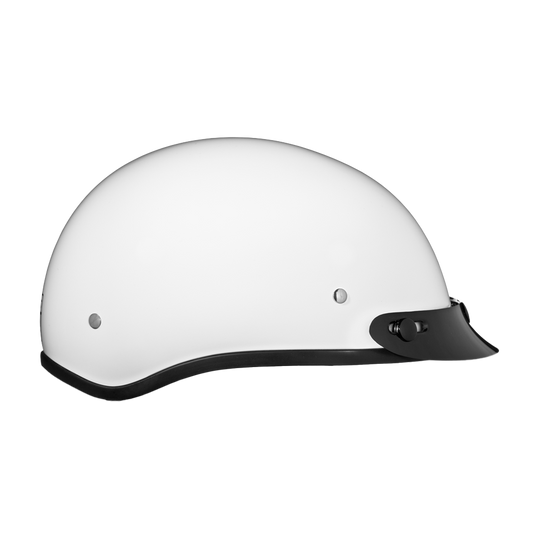 DOT Approved Daytona Skull Cap Half Shell Motorcycle Helmet - Beanie Style for Motorcycles, Cruisers, Scooters, and Mopeds - Hi-Gloss White