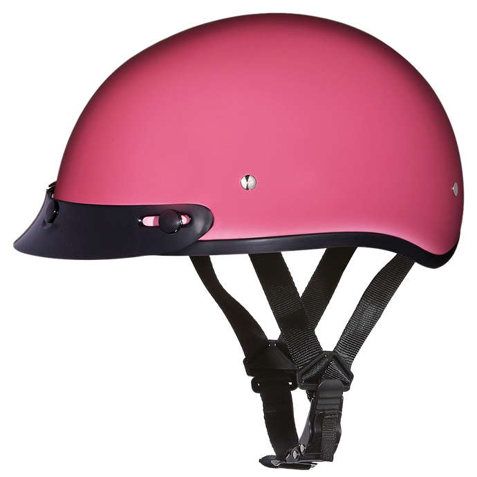 DOT Approved Daytona Skull Cap Half Shell Motorcycle Helmet - Beanie Style for Motorcycles, Cruisers, Scooters, and Mopeds - Hi-Gloss Pink