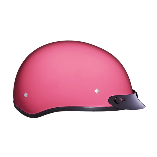 DOT Approved Daytona Skull Cap Half Shell Motorcycle Helmet - Beanie Style for Motorcycles, Cruisers, Scooters, and Mopeds - Hi-Gloss Pink