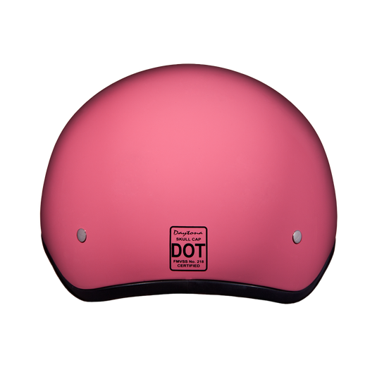 DOT Approved Daytona Skull Cap Half Shell Motorcycle Helmet - Beanie Style for Motorcycles, Cruisers, Scooters, and Mopeds W/O Visor- Hi-Gloss Pink