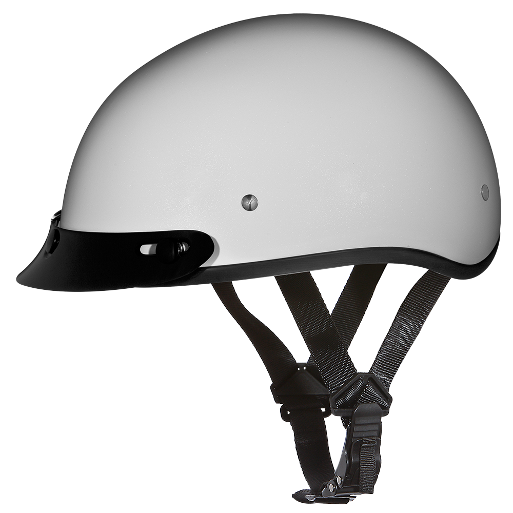 Daytona Skull Cap Half Helmet with Peak Visor, Pearl White / 2XL