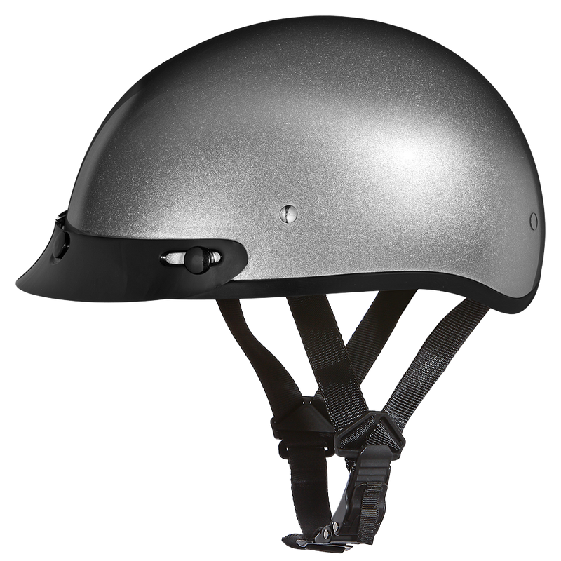 Load image into Gallery viewer, DOT Approved Daytona Skull Cap Half Shell Motorcycle Helmet - Beanie Style for Motorcycles, Cruisers, Scooters, and Mopeds - Silver Metallic