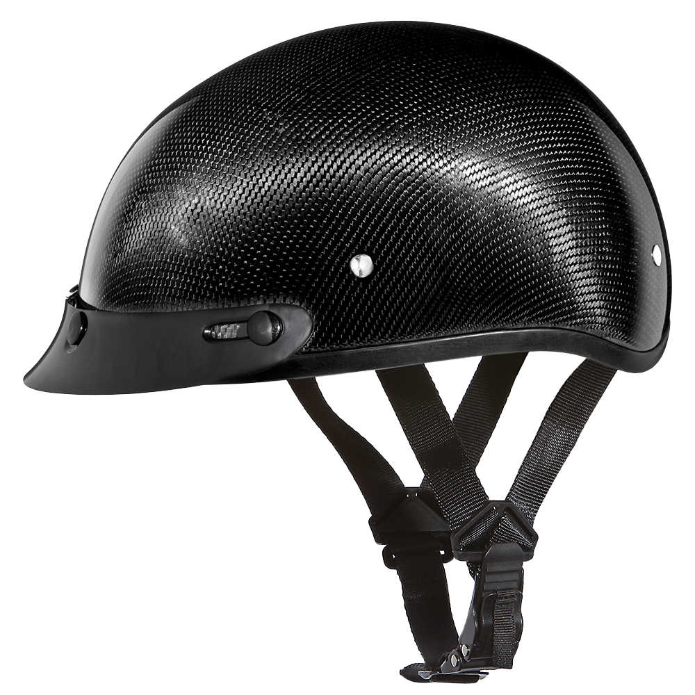 carbon fiber half motorcycle helmet Daytona Skull Cap Helmet Grey Carbon Fiber (Size: XL)