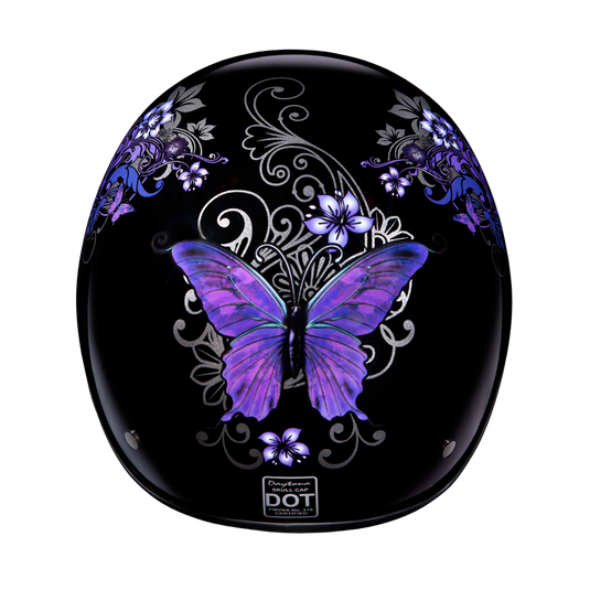 D.O.T. DAYTONA SKULL CAP- W/ BUTTERFLY