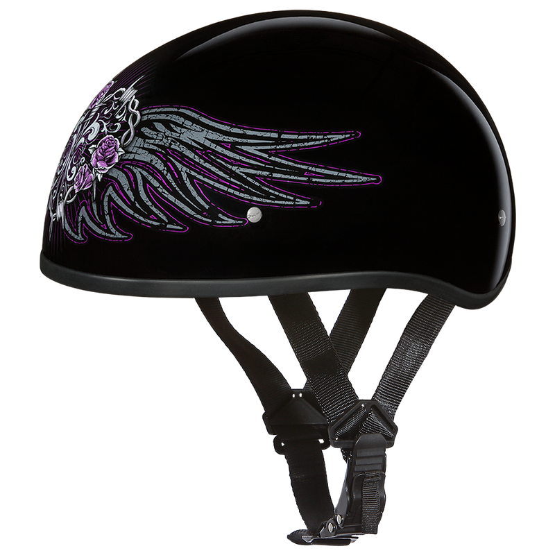 Load image into Gallery viewer, DOT Approved Daytona Motorcycle Half Face Helmet - Skull Cap Graphics for Women, Scooters, ATVs, UTVs &amp; Choppers - W/ Barbed Wire Heart
