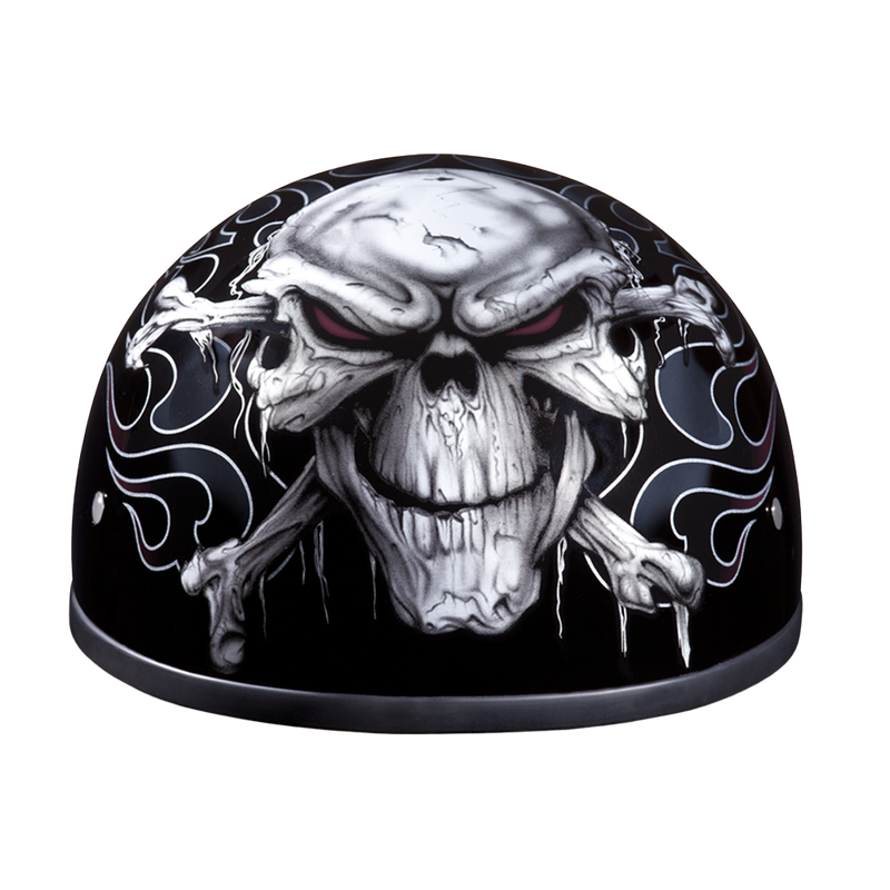 Load image into Gallery viewer, DOT Approved Daytona Motorcycle Half Face Helmet - Skull Cap Graphics for Men &amp; Women, Scooters, ATVs, UTVs &amp; Choppers - W/ Cross Bones
