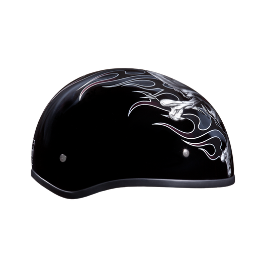 DOT Approved Daytona Motorcycle Half Face Helmet - Skull Cap Graphics for Men, Scooters, ATVs, UTVs & Choppers - W/ Cross Bones