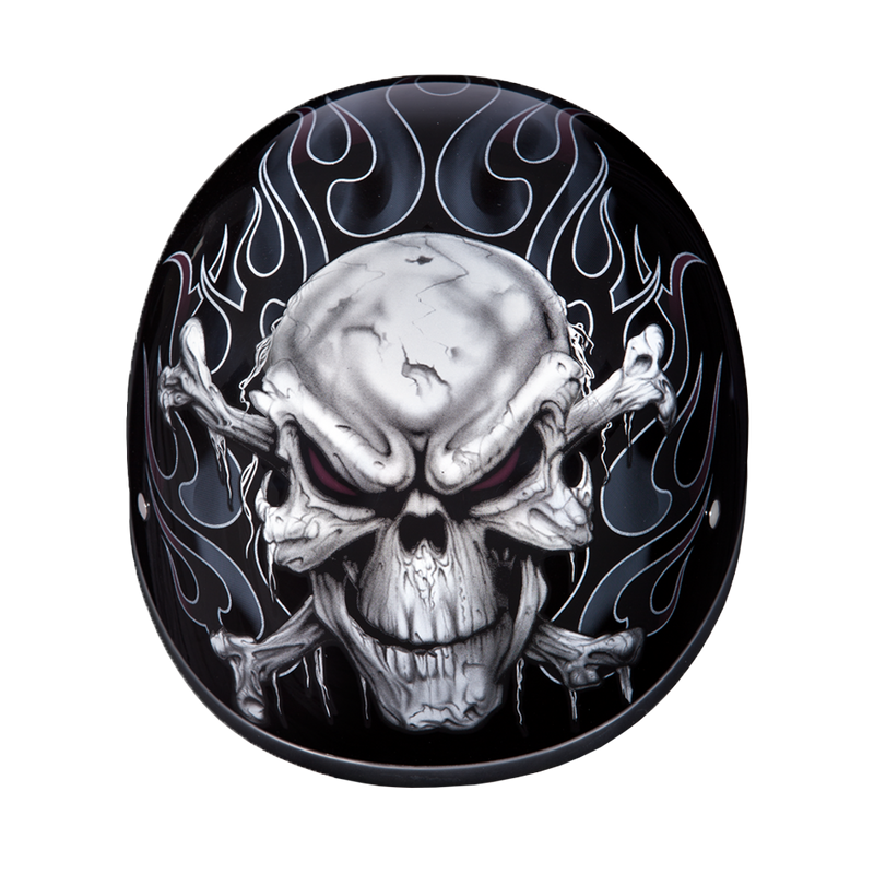 Load image into Gallery viewer, DOT Approved Daytona Motorcycle Half Face Helmet - Skull Cap Graphics for Men &amp; Women, Scooters, ATVs, UTVs &amp; Choppers - W/ Cross Bones
