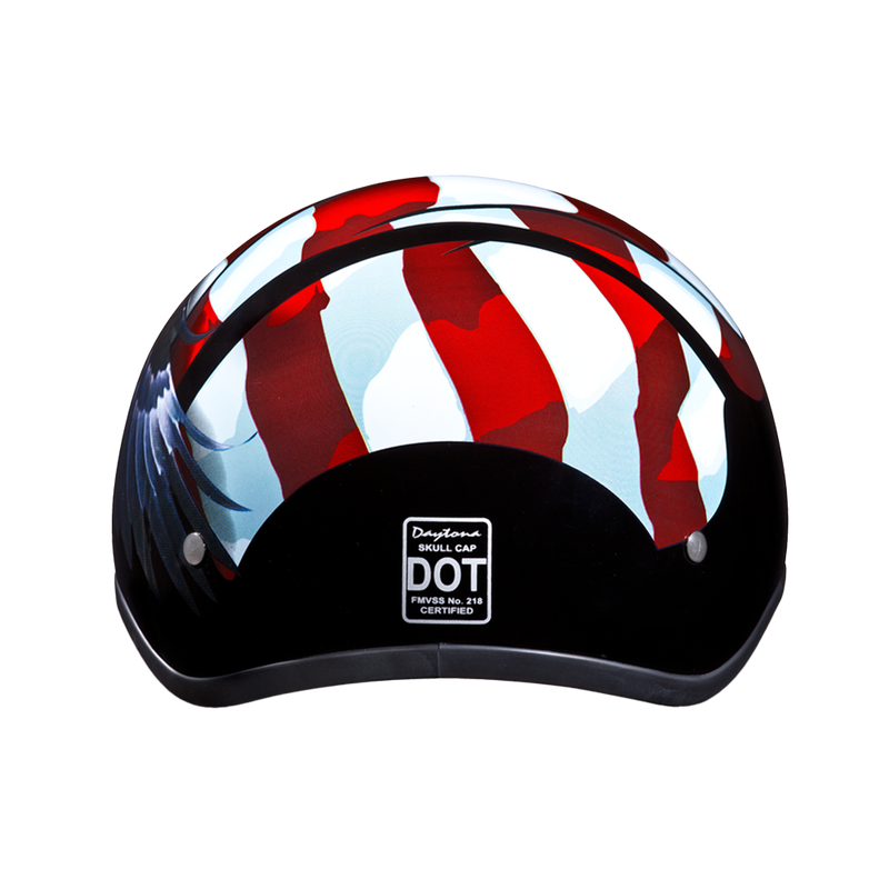Load image into Gallery viewer, DOT Approved Daytona Motorcycle Half Face Helmet - Skull Cap Graphics for Men &amp; Women, Scooters, ATVs, UTVs &amp; Choppers - W/ Freedom
