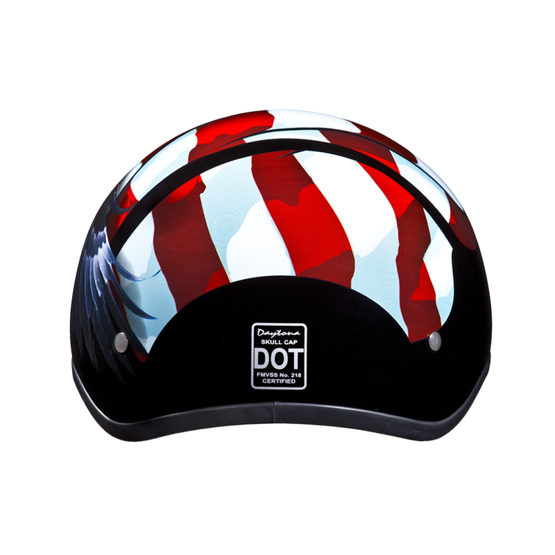 Load image into Gallery viewer, DOT Approved Daytona Motorcycle Half Face Helmet - Skull Cap Graphics for Men, Scooters, ATVs, UTVs &amp; Choppers - W/ Freedom
