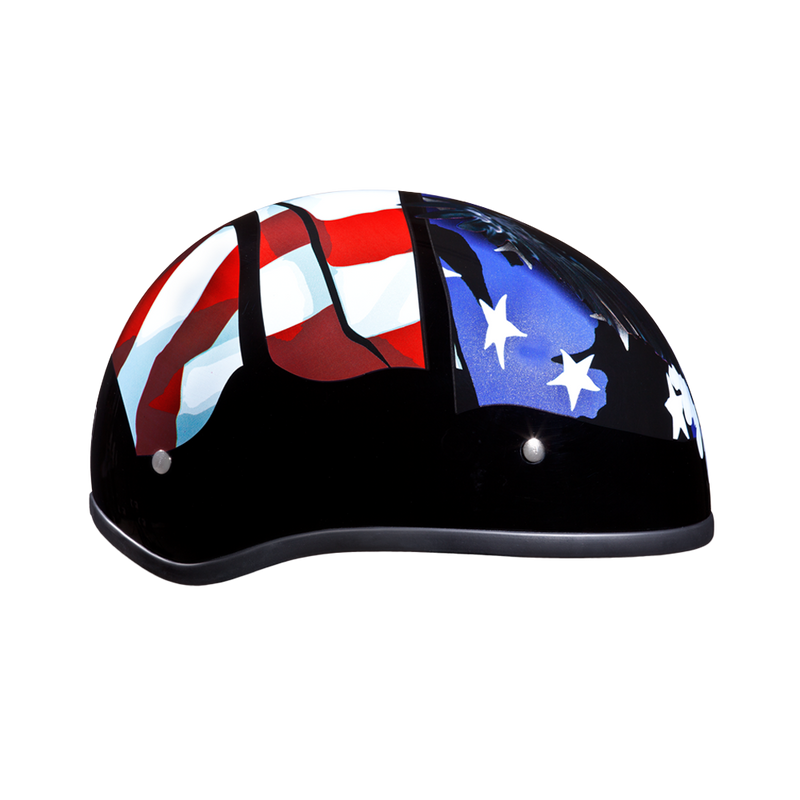 Load image into Gallery viewer, DOT Approved Daytona Motorcycle Half Face Helmet - Skull Cap Graphics for Men, Scooters, ATVs, UTVs &amp; Choppers - W/ Freedom
