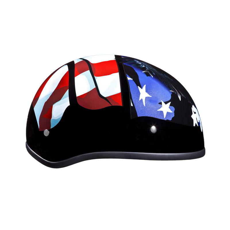 Load image into Gallery viewer, DOT Approved Daytona Motorcycle Half Face Helmet - Skull Cap Graphics for Men & Women, Scooters, ATVs, UTVs & Choppers - W/ Freedom