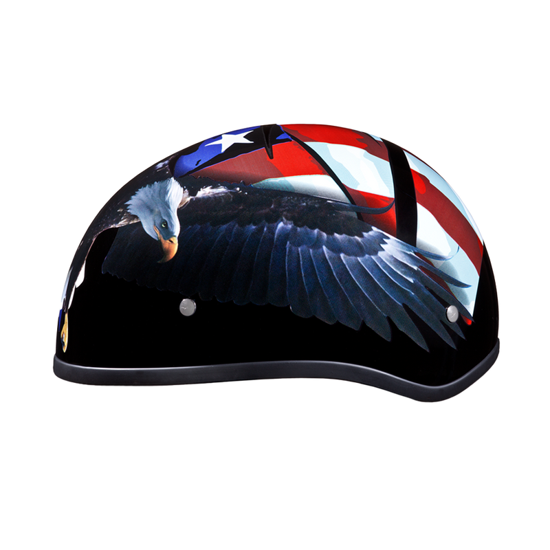 Load image into Gallery viewer, DOT Approved Daytona Motorcycle Half Face Helmet - Skull Cap Graphics for Men & Women, Scooters, ATVs, UTVs & Choppers - W/ Freedom