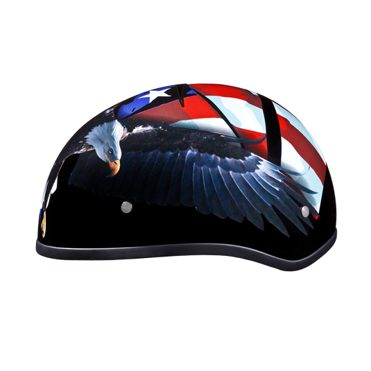 DOT Approved Daytona Motorcycle Half Face Helmet - Skull Cap Graphics for Men, Scooters, ATVs, UTVs & Choppers - W/ Freedom