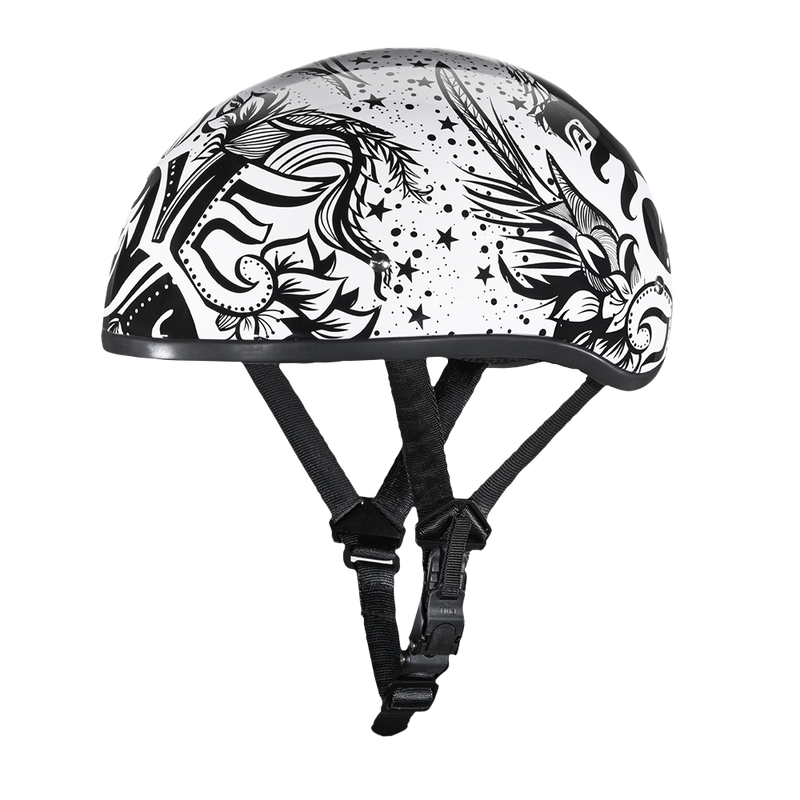 Load image into Gallery viewer, DOT Approved Daytona Motorcycle Half Face Helmet - Skull Cap Graphics for Men &amp; Women, Scooters, ATVs, UTVs &amp; Choppers - W/ Lovesee
