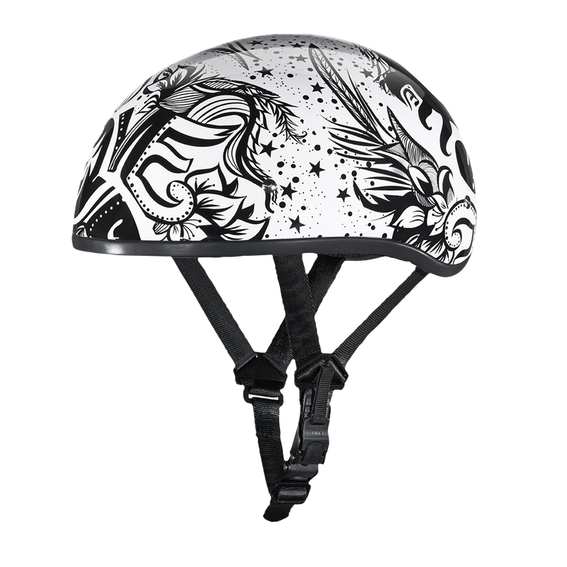 Load image into Gallery viewer, DOT Approved Daytona Motorcycle Half Face Helmet - Skull Cap Graphics for Men & Women, Scooters, ATVs, UTVs & Choppers - W/ Lovesee