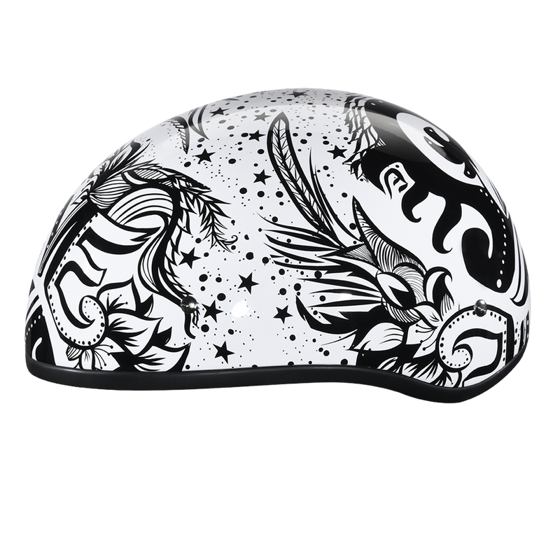 Load image into Gallery viewer, DOT Approved Daytona Motorcycle Half Face Helmet - Skull Cap Graphics for Men & Women, Scooters, ATVs, UTVs & Choppers - W/ Lovesee