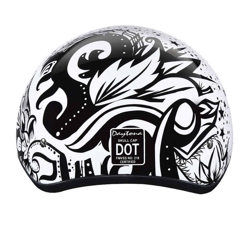 Load image into Gallery viewer, DOT Approved Daytona Motorcycle Half Face Helmet - Skull Cap Graphics for Women, Scooters, ATVs, UTVs &amp; Choppers - W/ Lovesee
