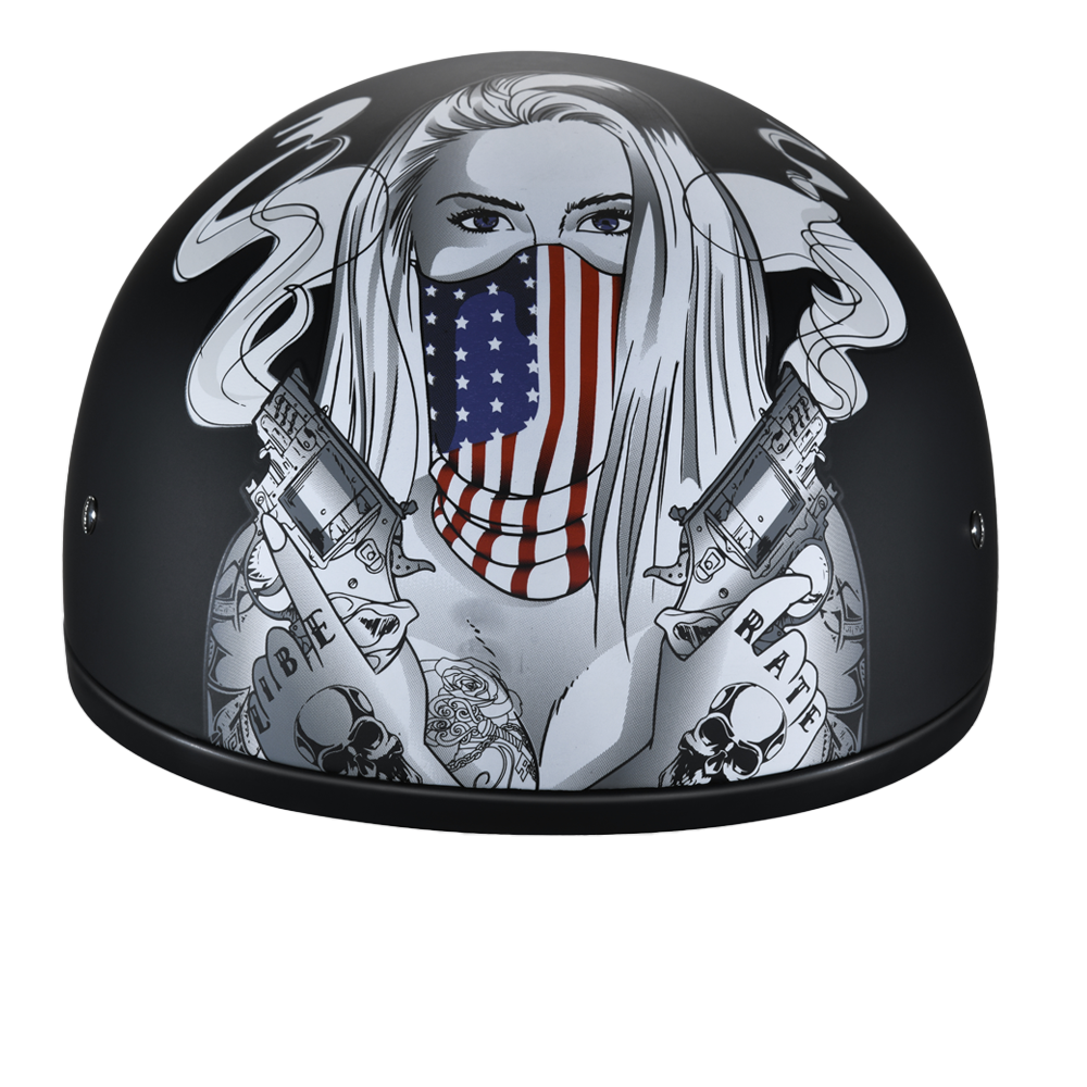 DOT Approved Daytona Motorcycle Half Face Helmet - Skull Cap Graphics for Men & Women, Scooters, ATVs, UTVs & Choppers - W/ Make 'Em Pay DOT Approved Daytona Motorcycle Half Face Helmet - Skull Cap Graphics for Men & Women, Scooters, ATVs, UTVs & Choppers - W/ Make 'Em Pay