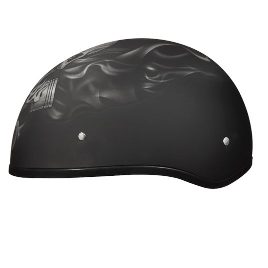 DOT Approved Daytona Motorcycle Half Face Helmet - Skull Cap Graphics for Men, Scooters, ATVs, UTVs & Choppers - W/  Pistons Skull