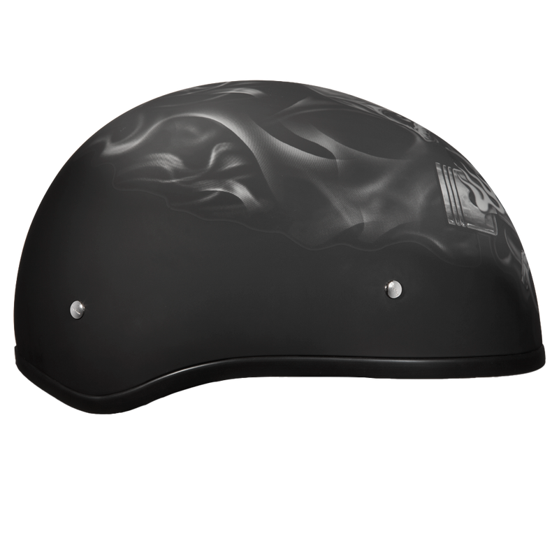 Load image into Gallery viewer, DOT Approved Daytona Motorcycle Half Face Helmet - Skull Cap Graphics for Men & Women, Scooters, ATVs, UTVs & Choppers - W/ Pistons Skull