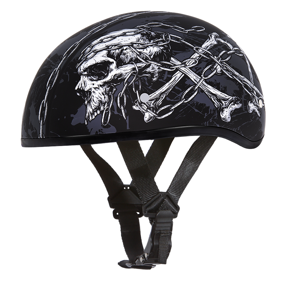 DOT Approved Daytona Motorcycle Half Face Helmet Skull Cap Graphics