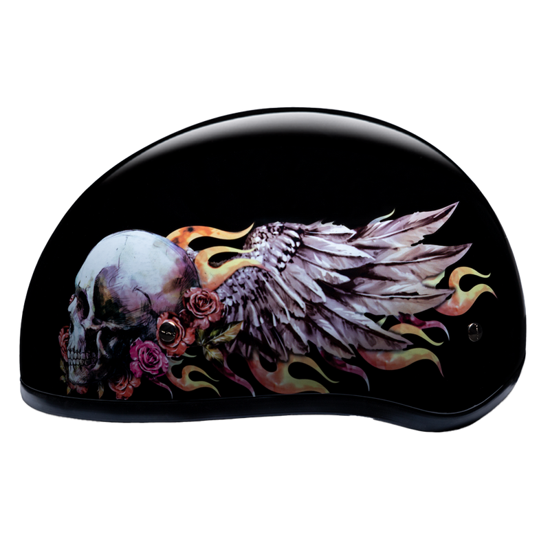 Load image into Gallery viewer, DOT Approved Daytona Motorcycle Half Face Helmet - Skull Cap Graphics for Men &amp; Women, Scooters, ATVs, UTVs &amp; Choppers - W/ Skull Wings
