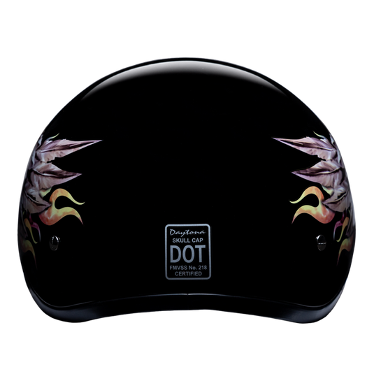 DOT Approved Daytona Motorcycle Half Face Helmet - Skull Cap Graphics for Women, Scooters, ATVs, UTVs & Choppers - W/ Skull Wings