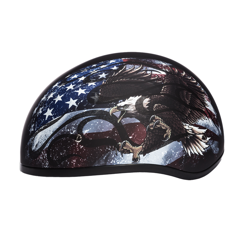 Load image into Gallery viewer, DOT Approved Daytona Motorcycle Half Face Helmet - Skull Cap Graphics for Men, Scooters, ATVs, UTVs &amp; Choppers - W/ Usa
