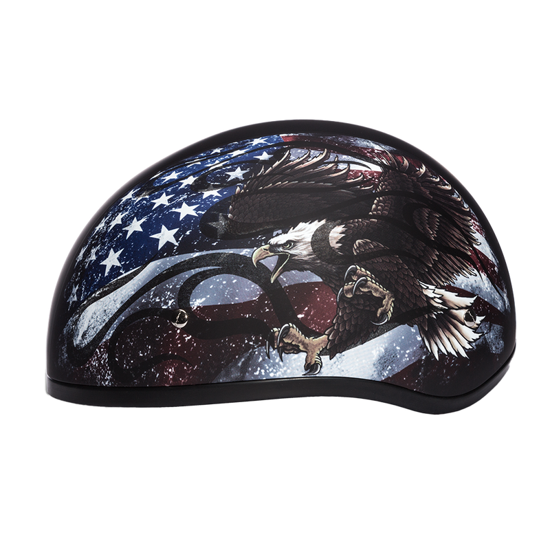 Load image into Gallery viewer, DOT Approved Daytona Motorcycle Half Face Helmet - Skull Cap Graphics for Men & Women, Scooters, ATVs, UTVs & Choppers - W/ USA