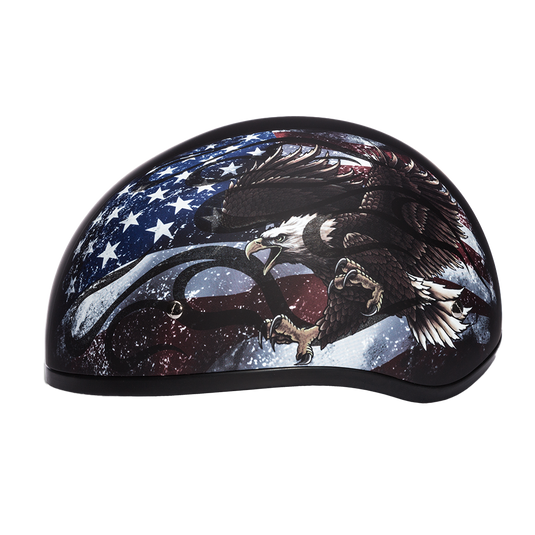 DOT Approved Daytona Motorcycle Half Face Helmet - Skull Cap Graphics for Men, Scooters, ATVs, UTVs & Choppers - W/ Usa