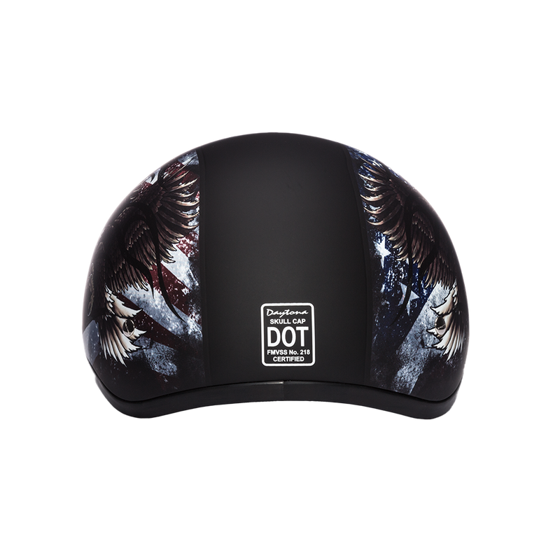 Load image into Gallery viewer, DOT Approved Daytona Motorcycle Half Face Helmet - Skull Cap Graphics for Men &amp; Women, Scooters, ATVs, UTVs &amp; Choppers - W/ Usa
