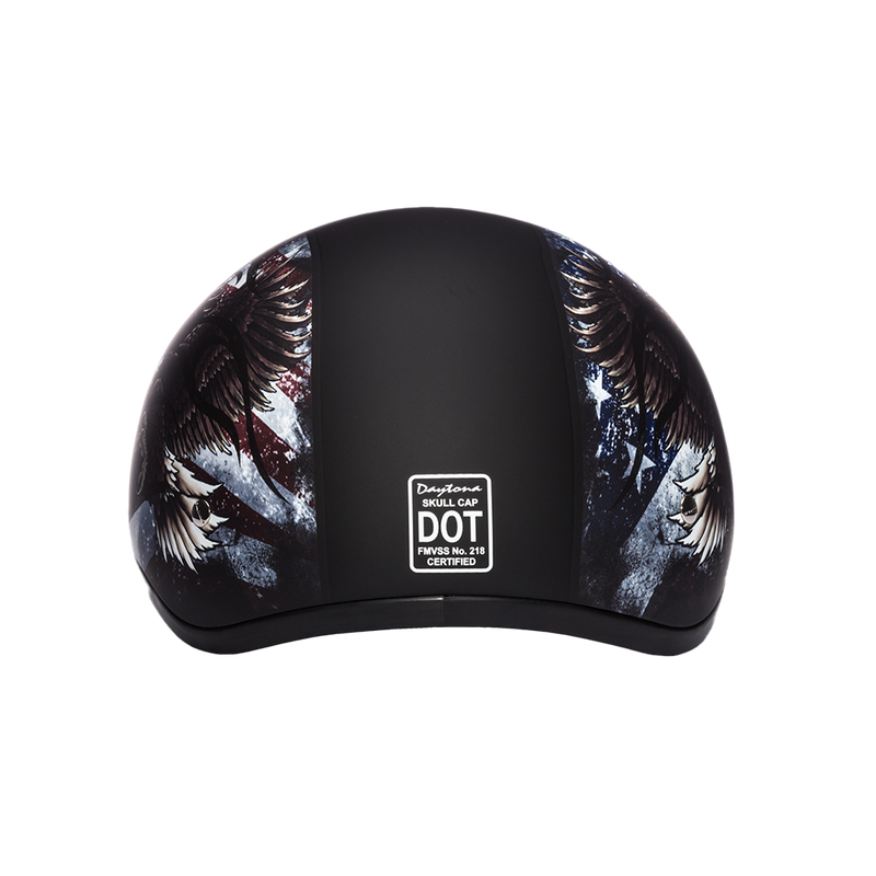 Load image into Gallery viewer, DOT Approved Daytona Motorcycle Half Face Helmet - Skull Cap Graphics for Men, Scooters, ATVs, UTVs &amp; Choppers - W/ Usa
