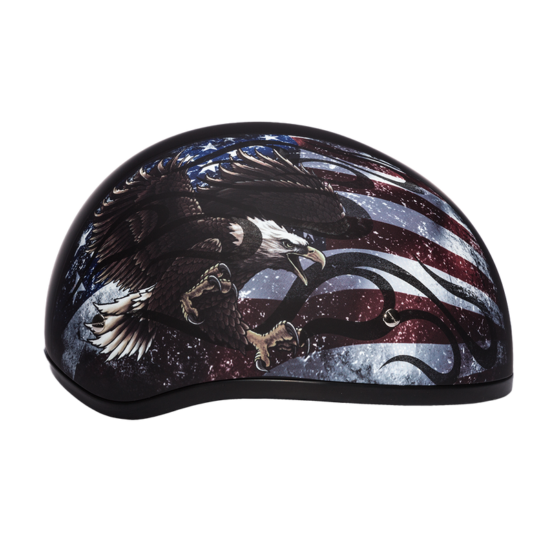 Load image into Gallery viewer, DOT Approved Daytona Motorcycle Half Face Helmet - Skull Cap Graphics for Men & Women, Scooters, ATVs, UTVs & Choppers - W/ USA