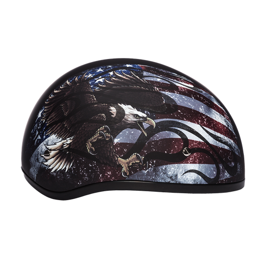 DOT Approved Daytona Motorcycle Half Face Helmet - Skull Cap Graphics for Men & Women, Scooters, ATVs, UTVs & Choppers - W/ Usa