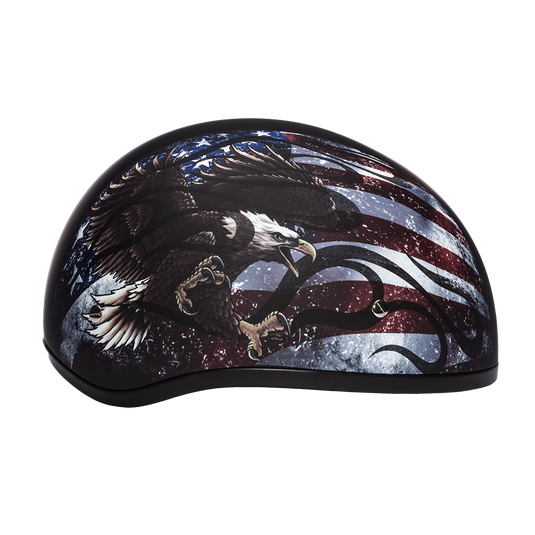 DOT Approved Daytona Motorcycle Half Face Helmet - Skull Cap Graphics for Men & Women, Scooters, ATVs, UTVs & Choppers - W/ USA