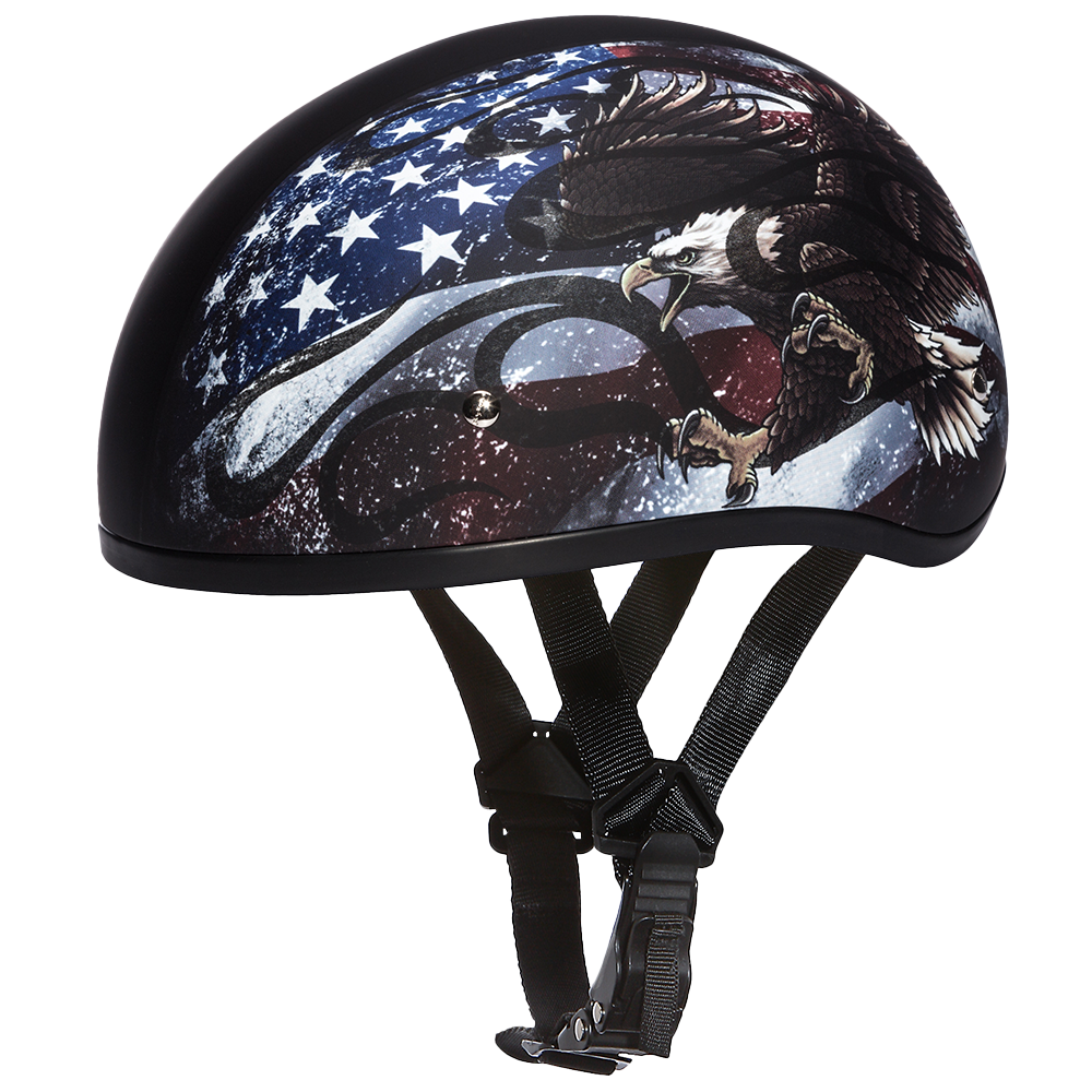 DOT Approved Daytona Motorcycle Half Face Helmet Skull Cap Graphics