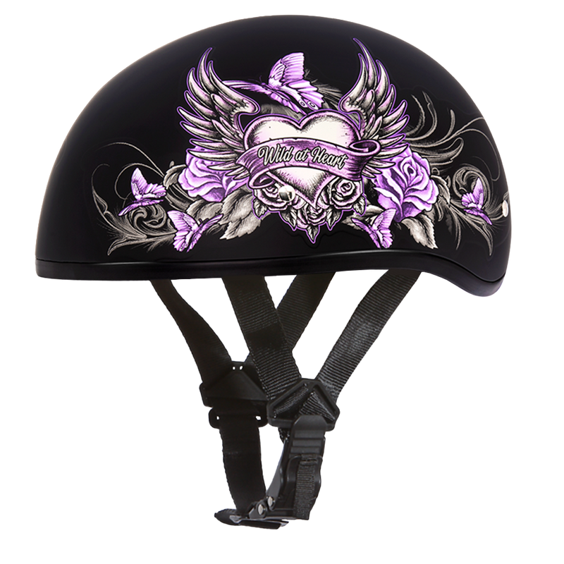 Load image into Gallery viewer, DOT Approved Daytona Motorcycle Half Face Helmet - Skull Cap Graphics for Men & Women, Scooters, ATVs, UTVs & Choppers - W/ Wild At Heart