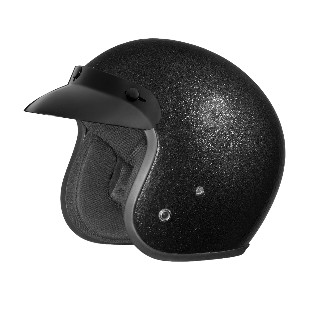daytona cruiser 3 4 motorcycle helmet shield D.O.T. Daytona Cruiser- Black Metal Flake