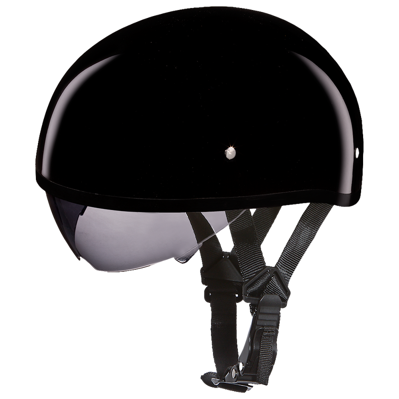 Load image into Gallery viewer, D.O.T. Daytona Skull Cap W/ Inner Shield- Hi-Gloss Black