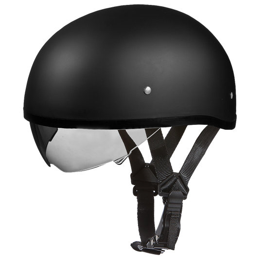 D.O.T. DAYTONA SKULL CAP W/ INNER SHIELD- DULL BLACK